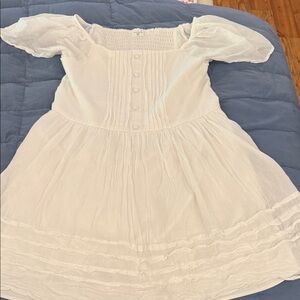 A&F Kids- White Girls' Puff Sleeve Dress - Elegant Cotton Style